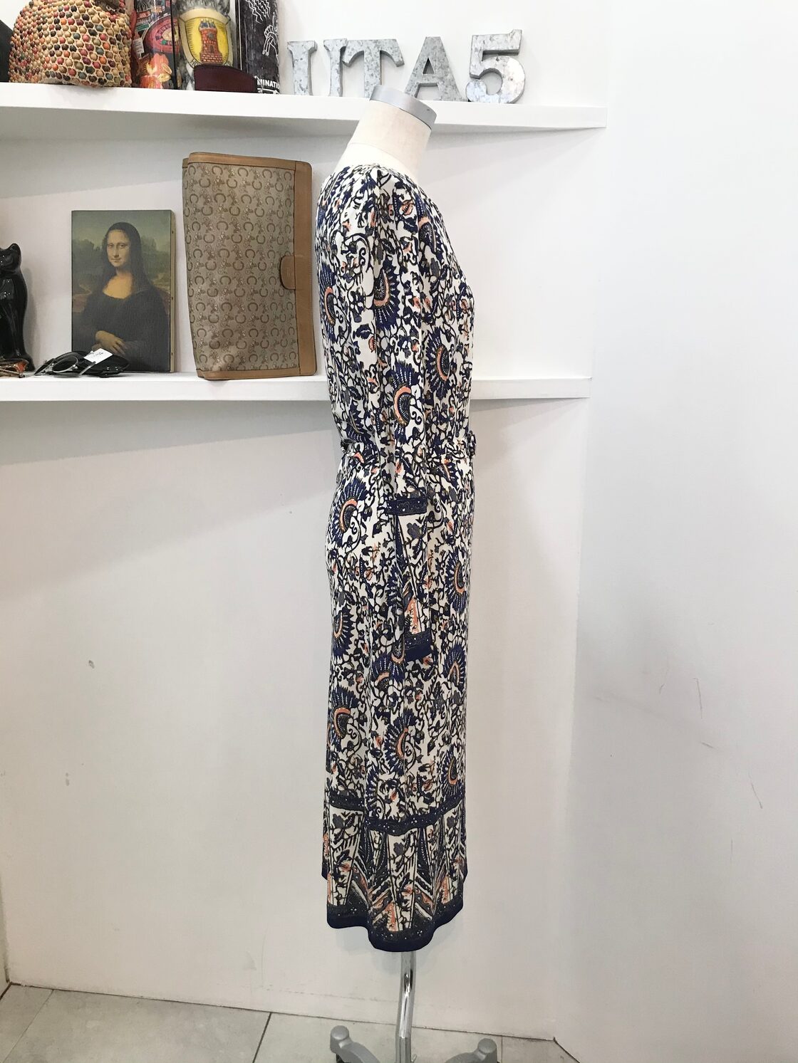 TORY BURCH/one-piece/goldbutton/blue/花柄/ベルト付き/トリーバーチ 