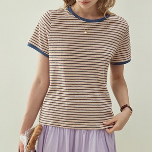 border cotton crewneck t shirt