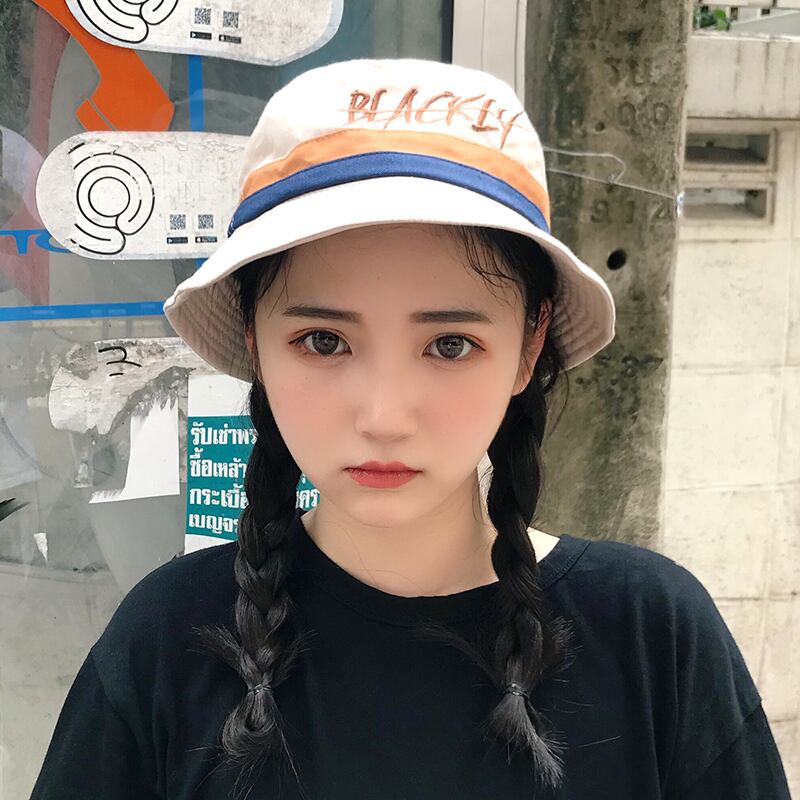 帽子女性夏かわいいポット帽子カジュアル野生の漁師帽子eseアート通り日焼け止め日陰潮夏 ブラック・アイド・ピーズ67339563121