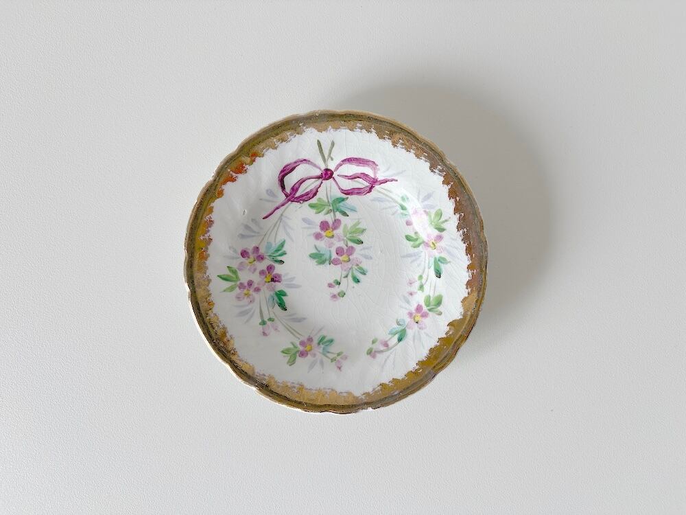 【FRANCE】金色の縁が美しい花柄のディネット② / Beautiful floral-patterned toy tea set with gold rims (Set 2)