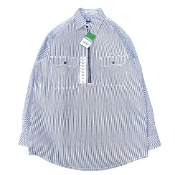 KEY (キー) Long Sleeve Zip Front Logger Shirt ヒッコリーストライプ