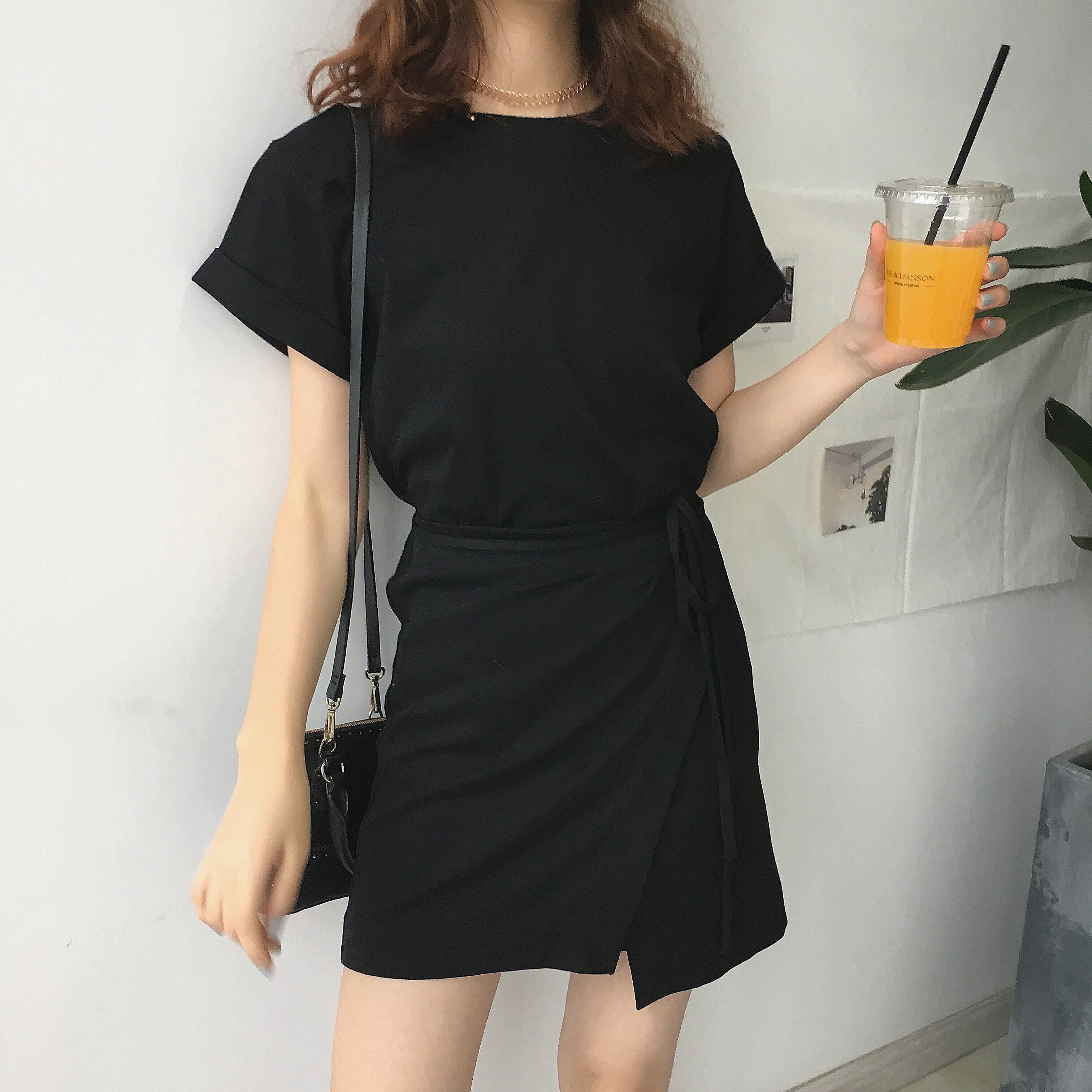 サマールーズブラックドレス ウェスト薄手スタイルスカート 夏物 モンロー3188399