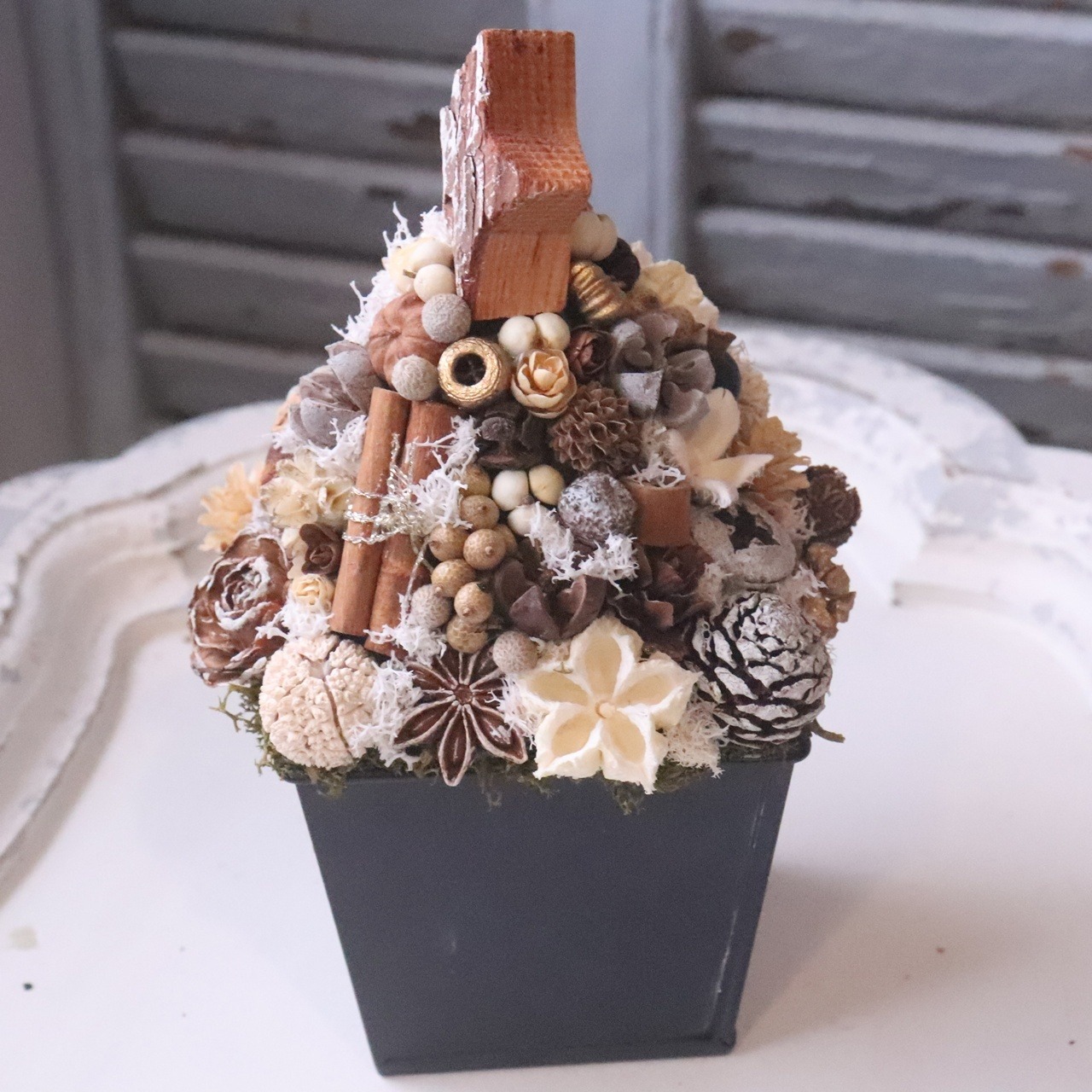 木の実ツリーM　1点もの｜木の実の小さなクリスマス飾り　木の実いっぱい　冬のナチュラルインテリア　プレゼント　推し活におすすめ　