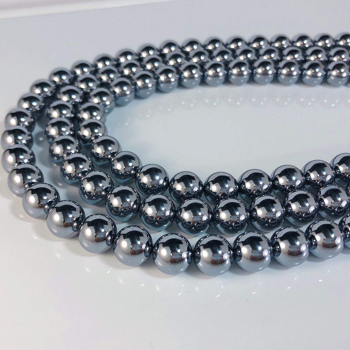 連材】 テラヘルツ鉱石 シリコン テラヘルツ 6mm ビーズ連 