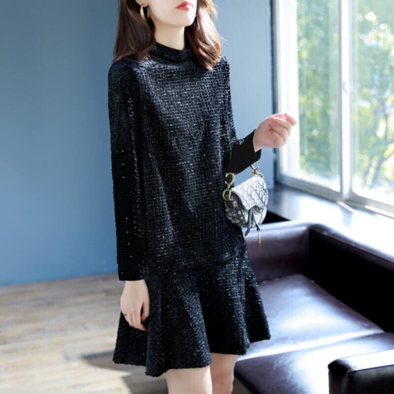 秋新作 ワンピース レディース ミニワンピース ワンピースミニ丈 ベルベット 大きいサイズ ワンピース 韓国ワンピース 秋 冬 ドレス 韓国ワンピース 秋 冬 長袖 ドレス フレア 秋冬 お呼ばれ 女子会 デート フェミニン スパンコール Viento