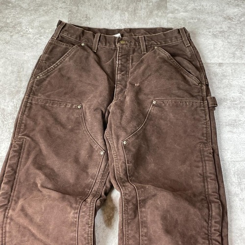 00s USA生地製 ダークブラウン ダブルニー Carhartt 32×34 詳細写真2