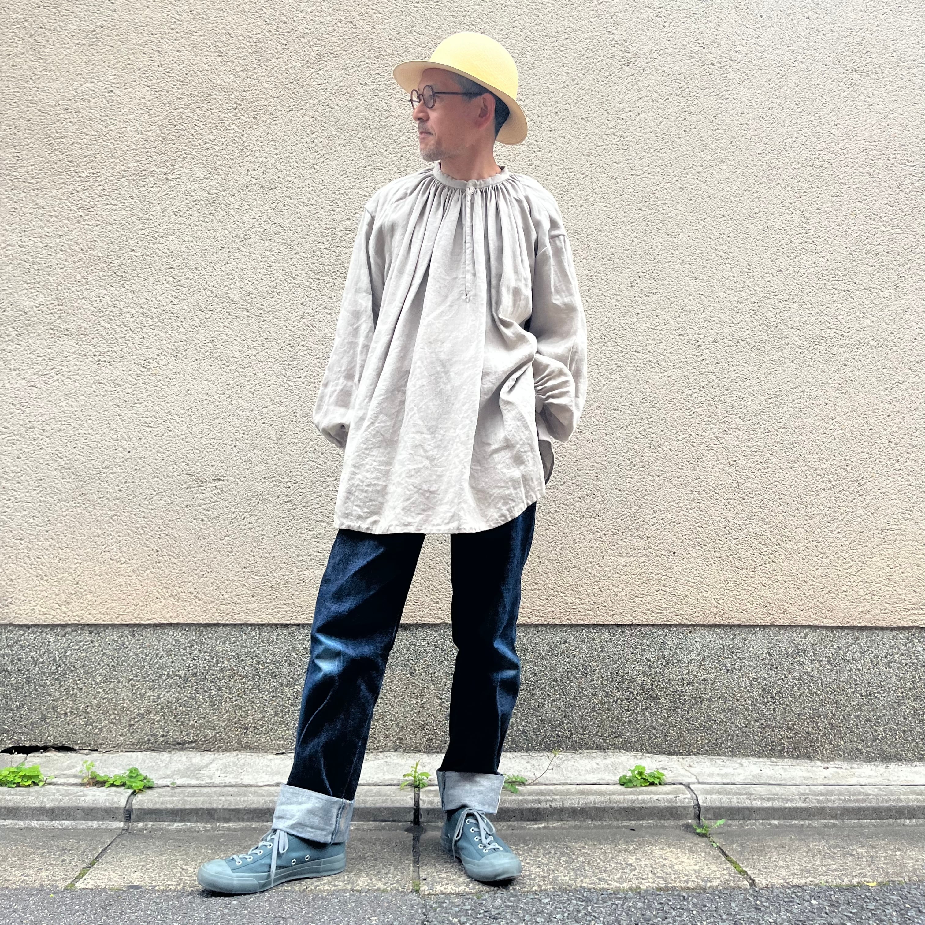YAECA / ヤエカ ギャザーブラウスロング natural #44106 LINEN YAECA / ヤエカ ギャザーブラウスロング natural #44106 LINEN