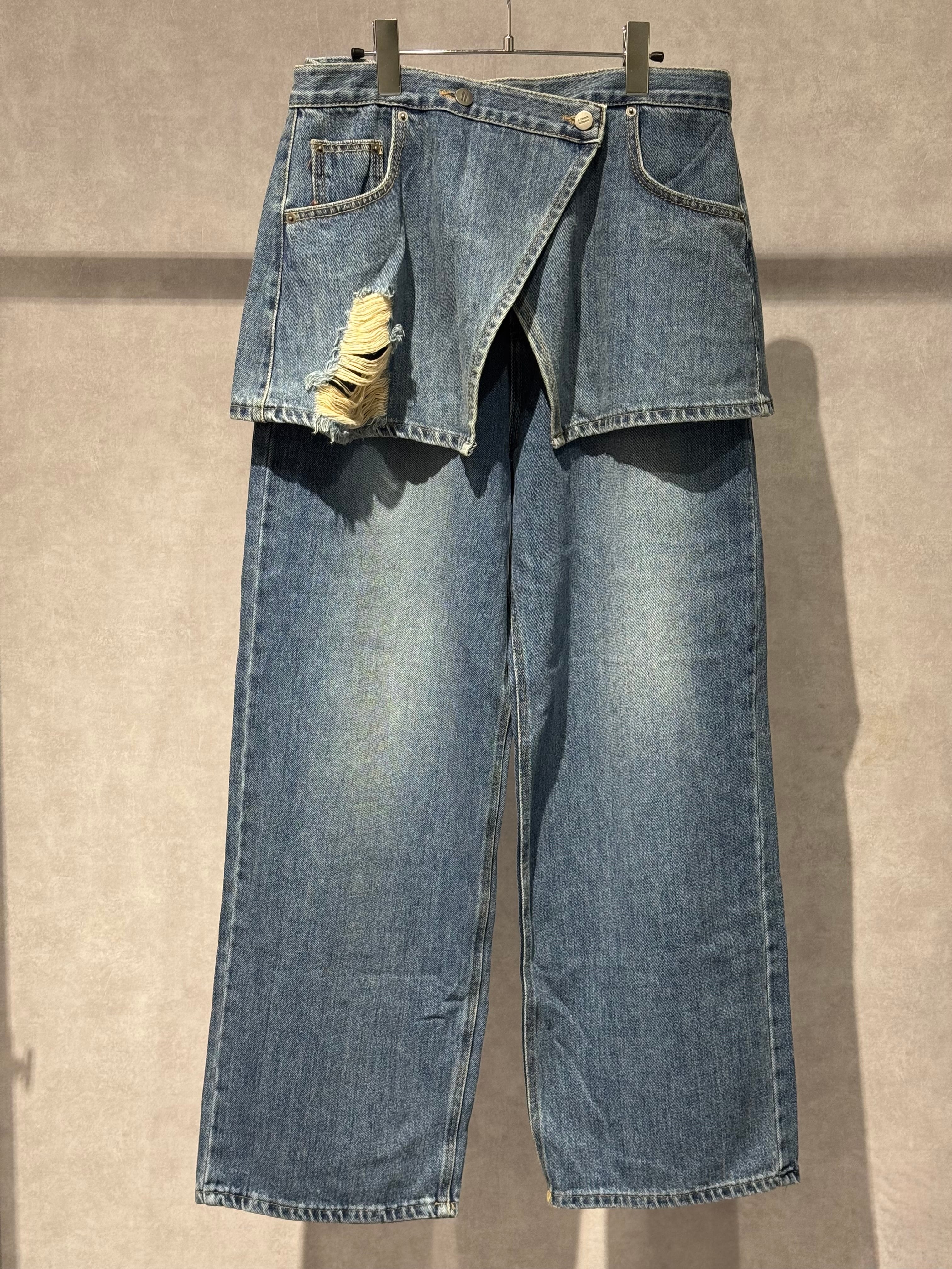 layered 2way denim pants