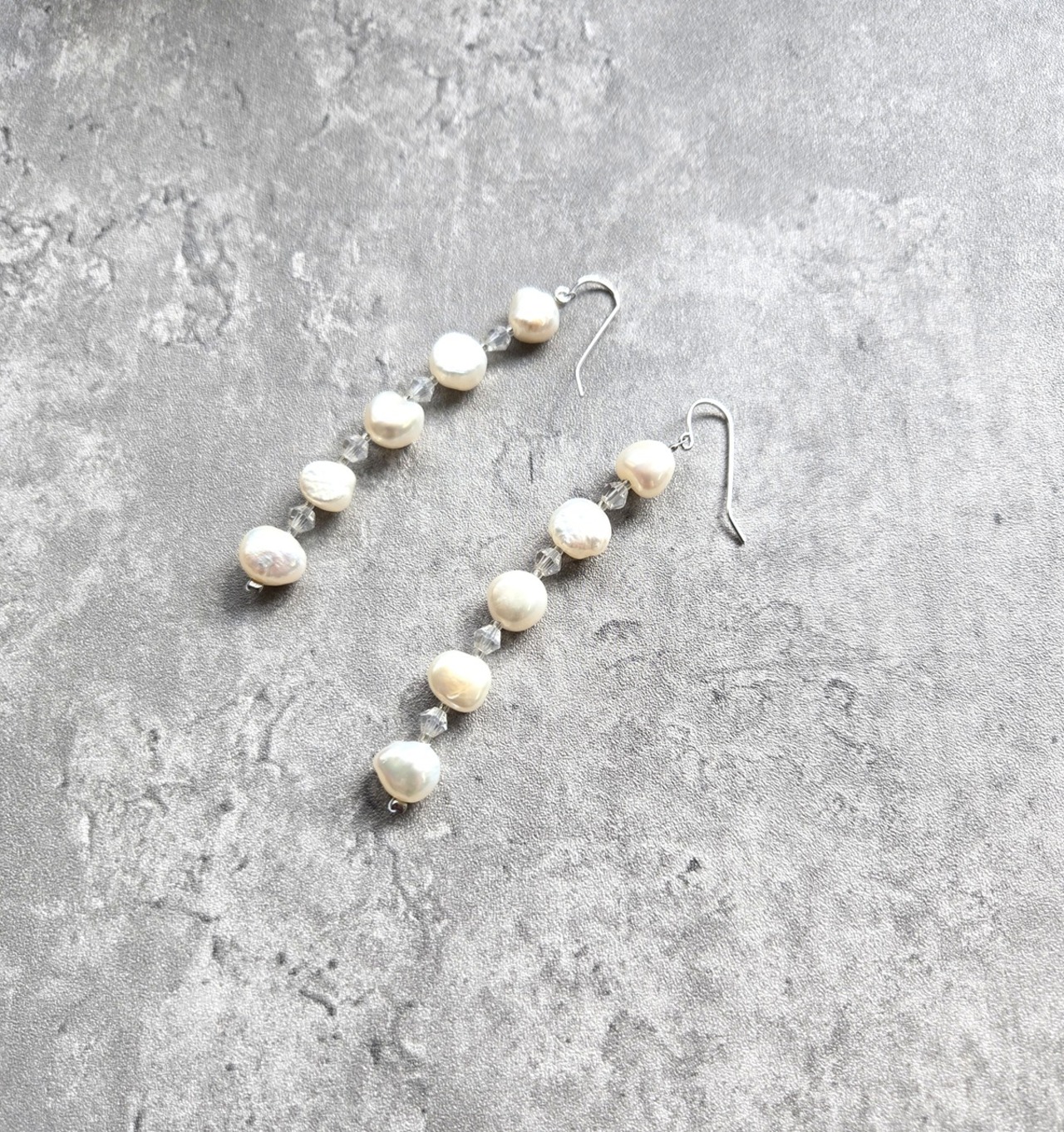 淡水パール 5連ぶら下がりピアス