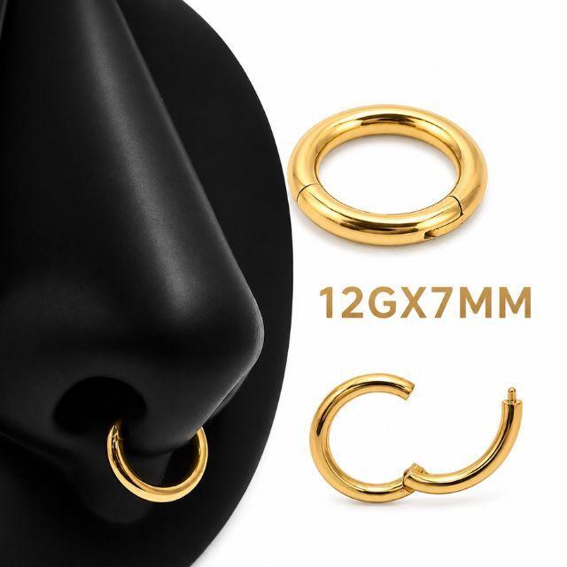 未使用 あるじゃん K18 ゴールド 全金 唐草 2mm 12G ピアス K18 12G 18金ゴールド イエローゴールド 内径7mm 18K 金属アレルギー