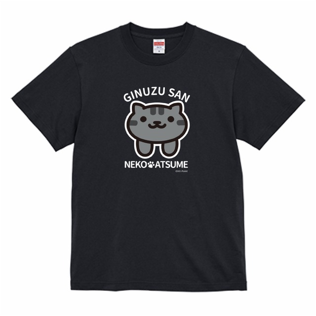 【受注生産品】ねこあつめ　くろとびさん　推しねこTシャツ　大きいサイズ　背中プリント+胸元ロゴ（ブラック）