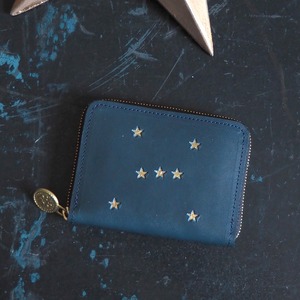 Round zipper compact wallet (ORION black) cowhide