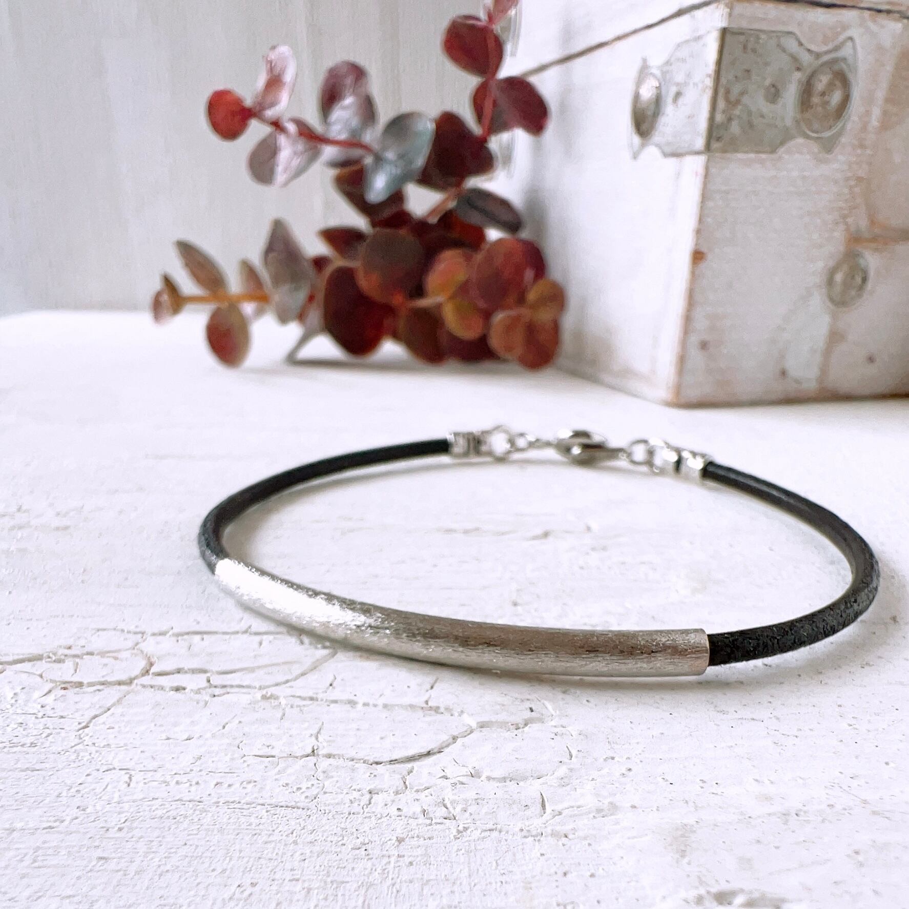 ブレスレット　バングル　20cm ブラウン　本革レザー　真鍮　スナップ　5cm幅 ブレスレットバングル20cm ブラウン本革レザー真鍮スナップ5cm幅