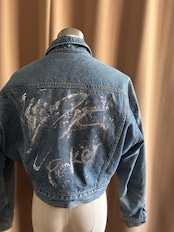 silver foil remake boa denim jacket-4550-2