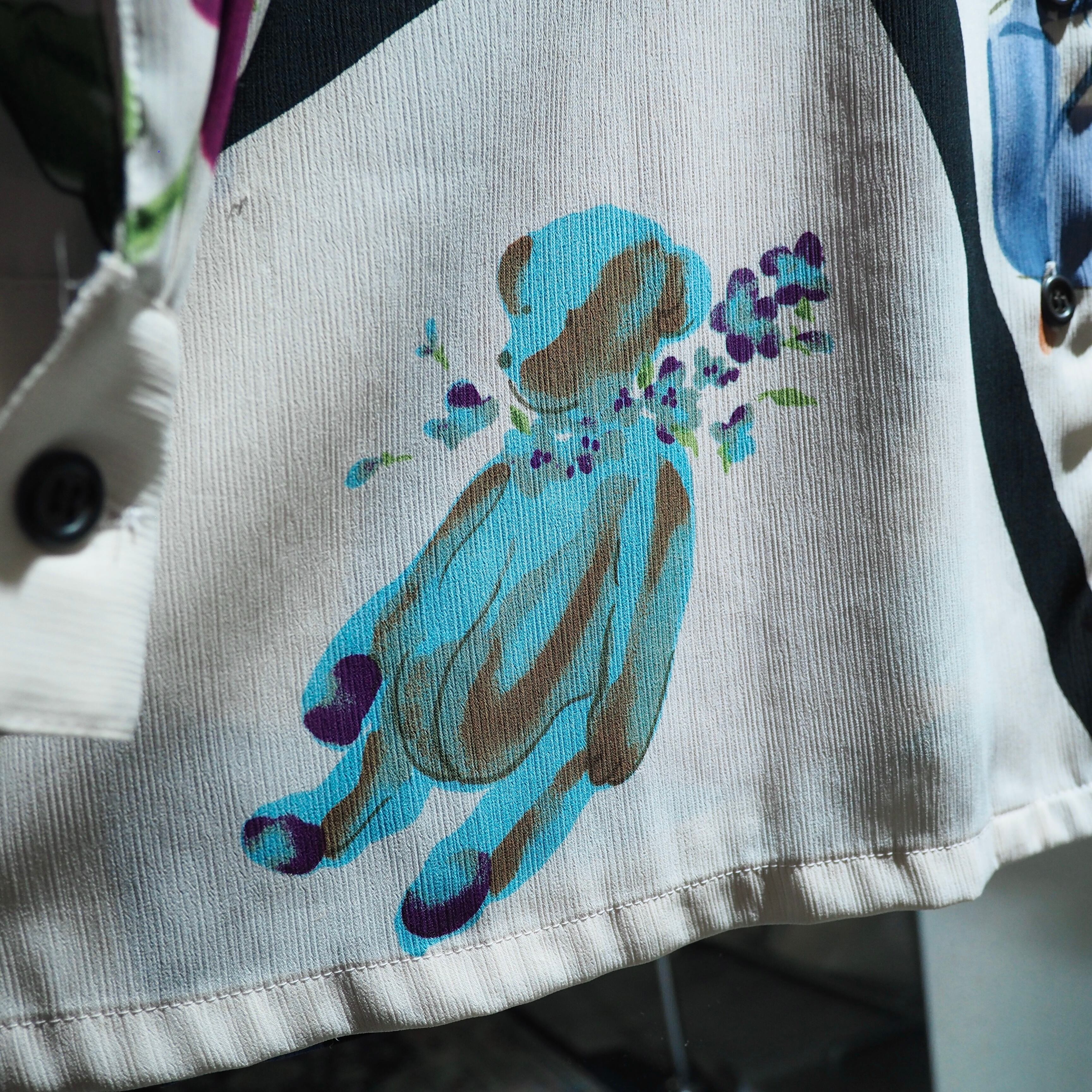 1990s Modern retro art painted vintage Drape shirt