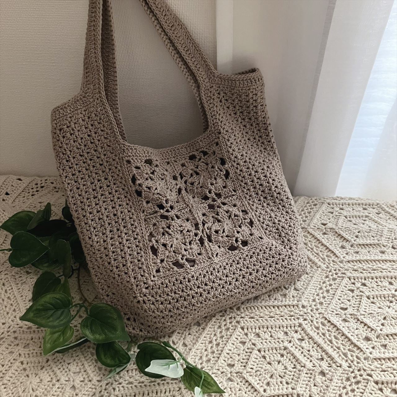 編み図のみ】モチーフ繋ぎのトートバッグ（印刷版） | 手編み雑貨の