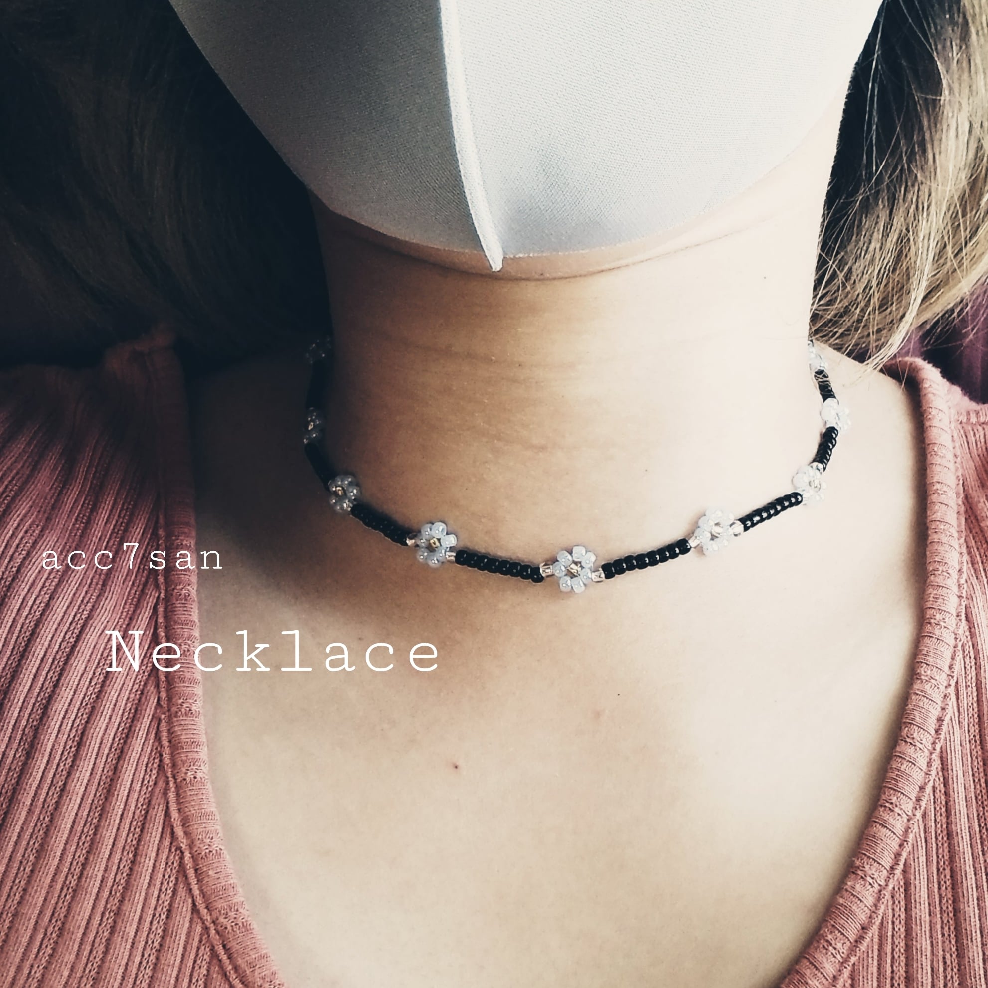necklace(ビーズ ネックレス フラワー 花 アクセサリー 韓国)