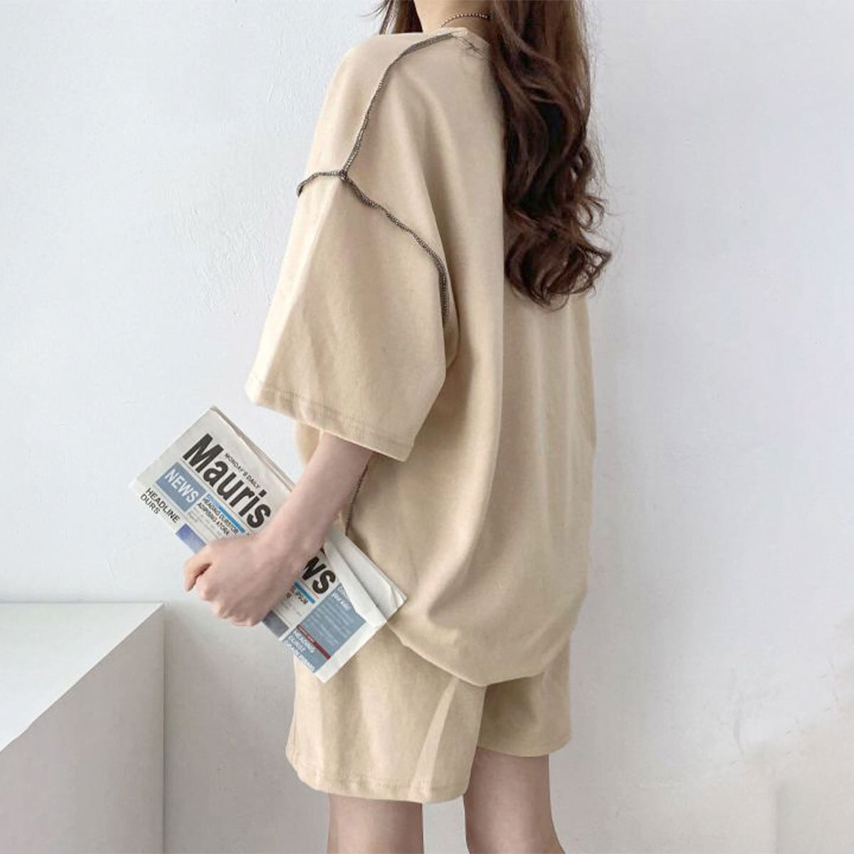 スウェット セットアップ Tシャツ ショートパンツ 2点セット レディース 春夏 韓国 ルームウェア 部屋着 大人 カジュアル ゆったり リラックス 体型カバー ハイウエスト ウエストゴム シンプル 大人可愛い 大人女子