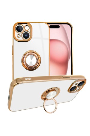 【人気】シズカウィル iPhone 15 用 スマホケース スマホリング グリッティア リング付きケース 1個入り パールホワイト