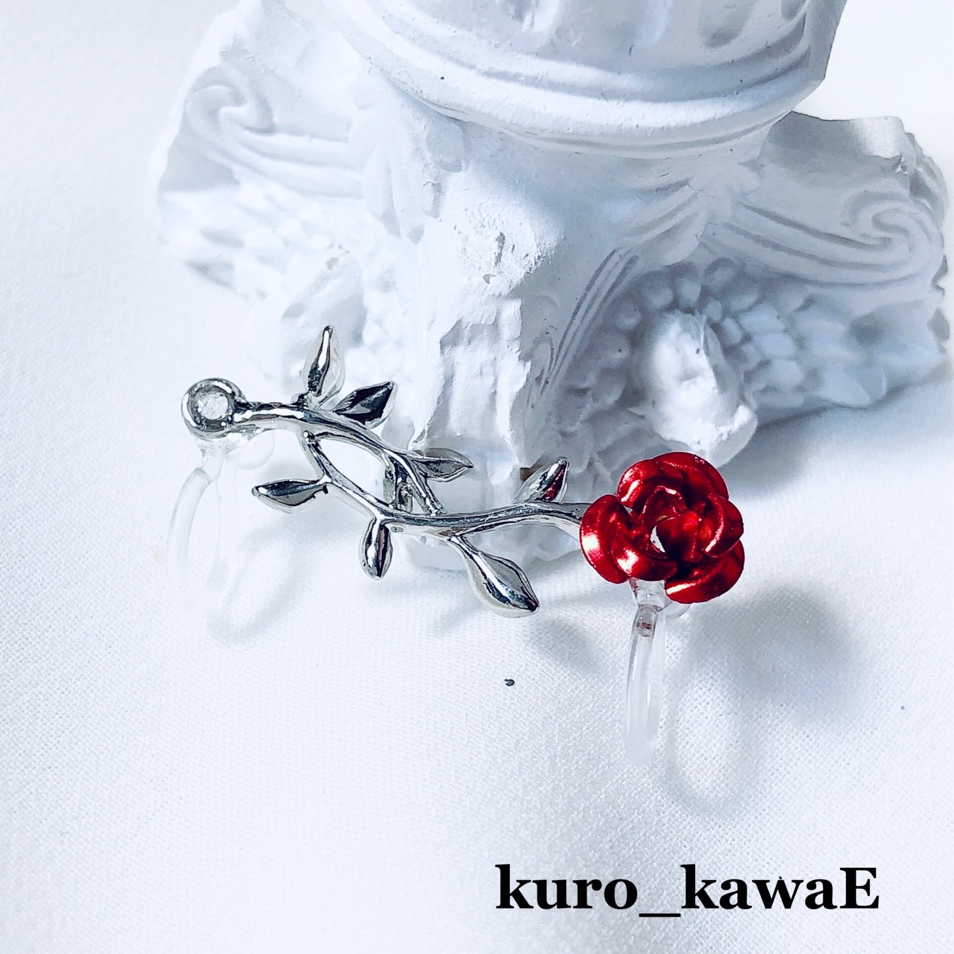 両耳用-野薔薇の1輪ピアス / 薔薇 地雷系 V系 軟骨 バンギャ ピアス