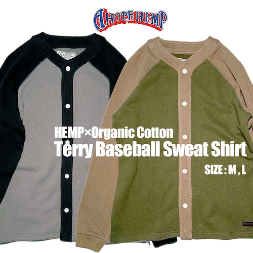 A HOPE HEMP『Terry Baseball Sweat Shirts』