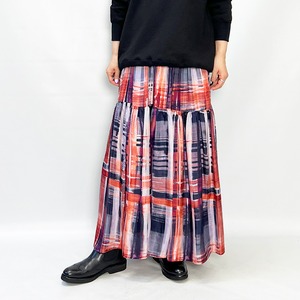 SACRA サクラ BRUSH PAINTING PLAID SKIRT 125606123 2025秋冬新作  [送料無料]