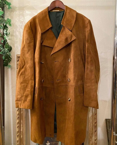 70's〜 "MRGUY" double breast real suede coat【 L】