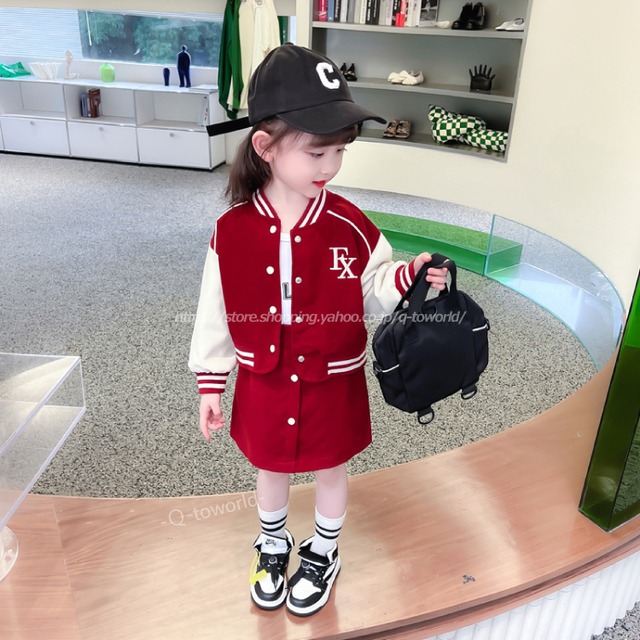 【90㎝-130㎝】セットアップ　ジャケット+スカート　2点セット　カジュアル　韓国版　可愛い　子供服　女の子