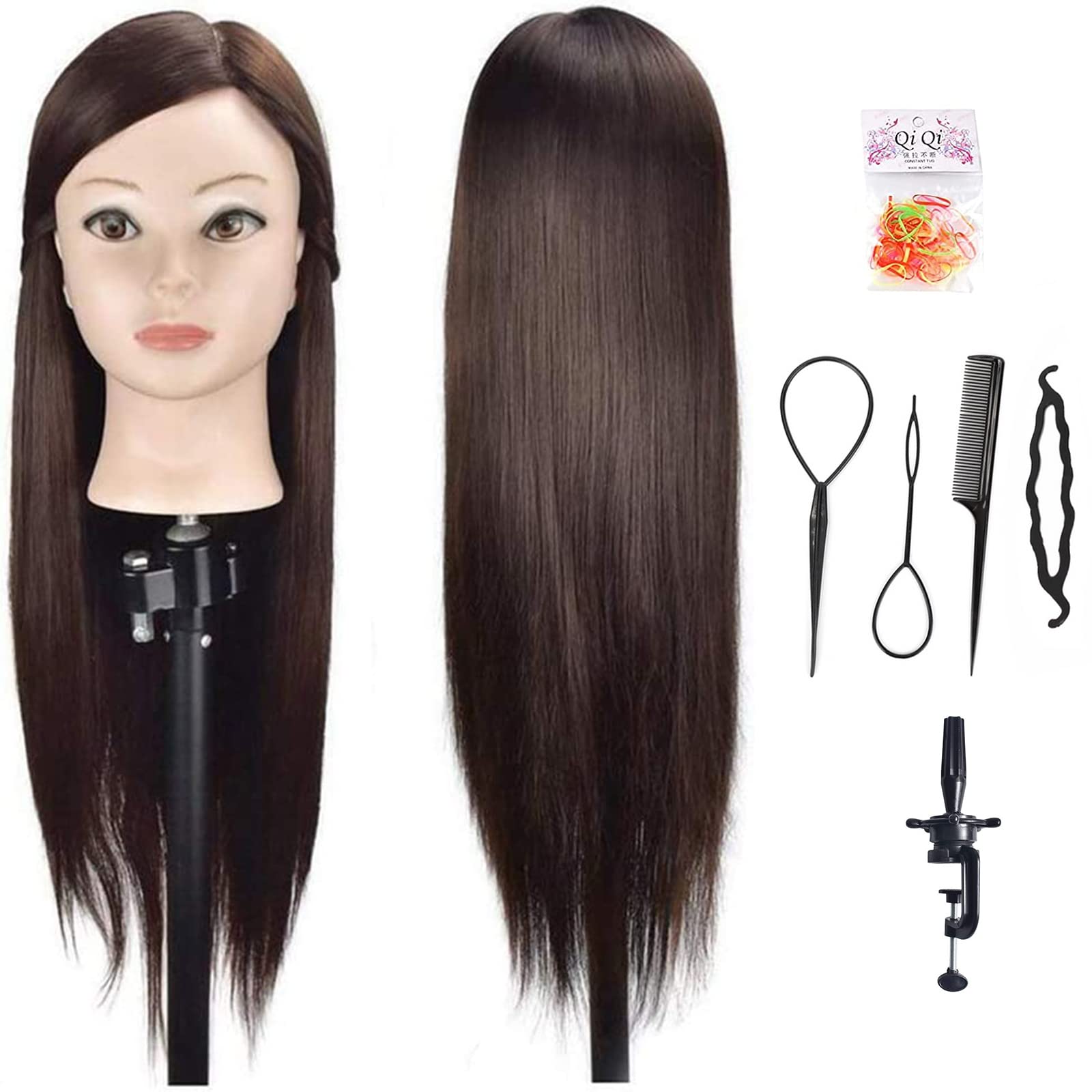 【新着特価】Ba Sha 練習用 編み込み練習用 ウィッグマネキンヘッド ヘアアクセサリーセット 美容室サロン 100%合成髪 YH0204