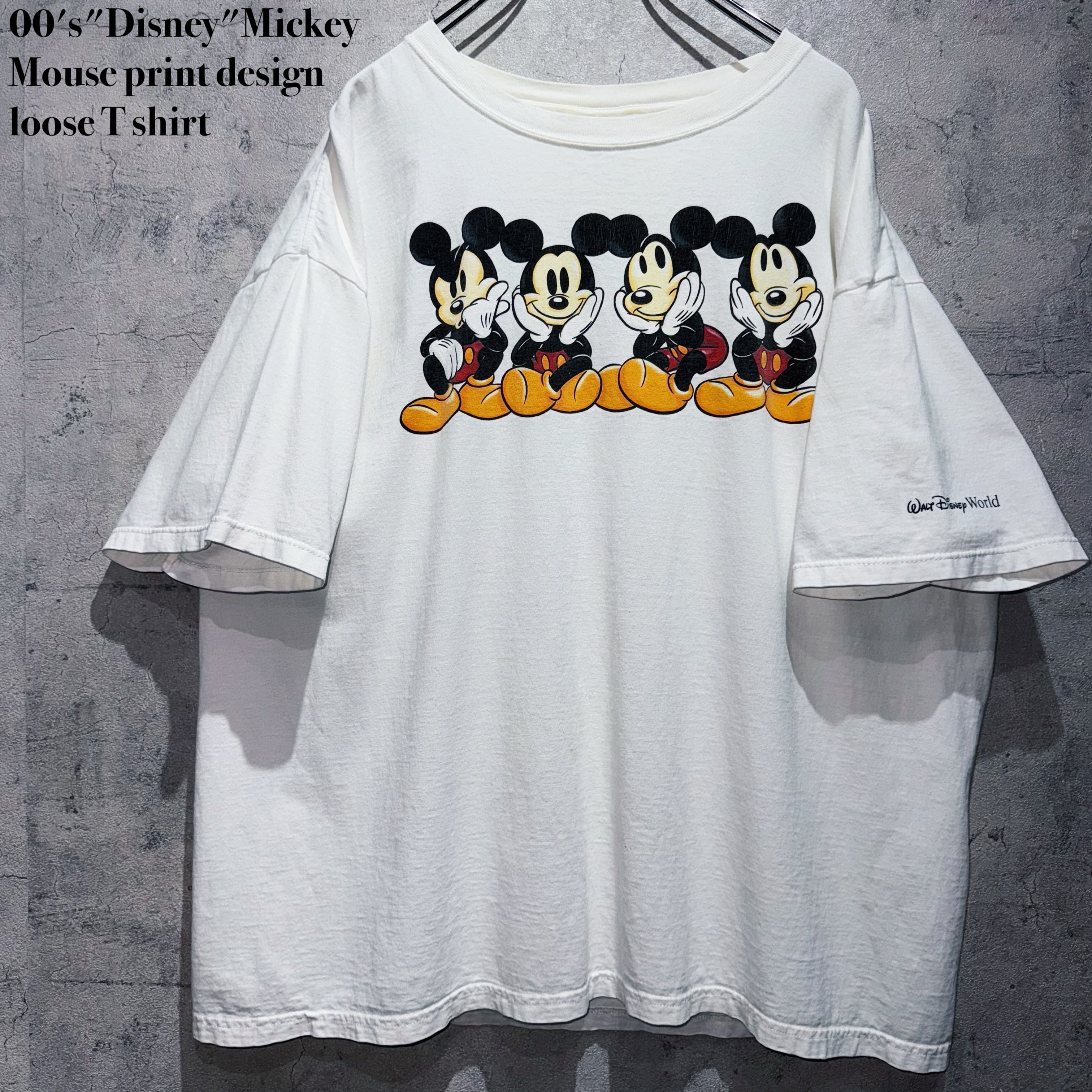 00's"Disney"Mickey Mouse print design loose T shirt