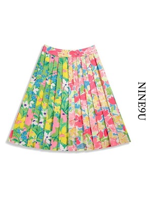 colorful flower pleats short-skirt【NINE6175】