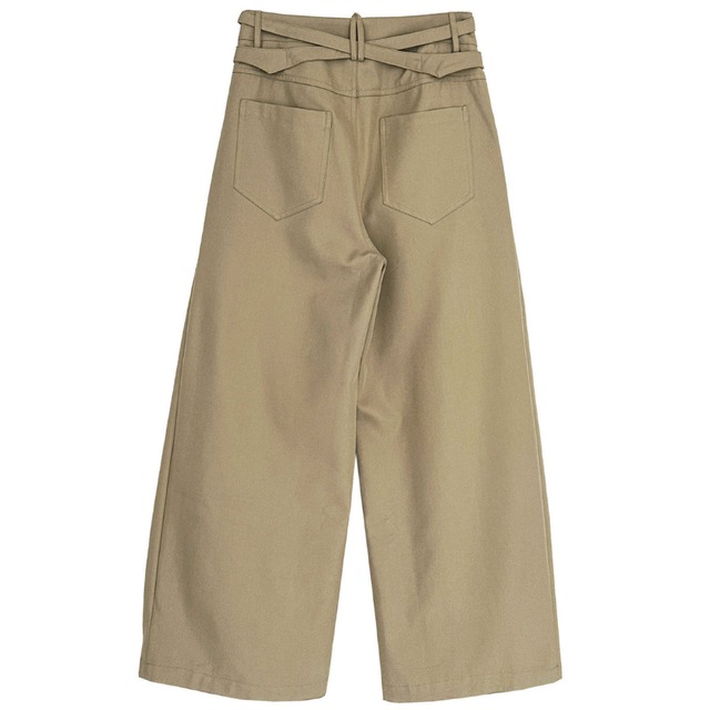 belted pleated casual pants　J00525