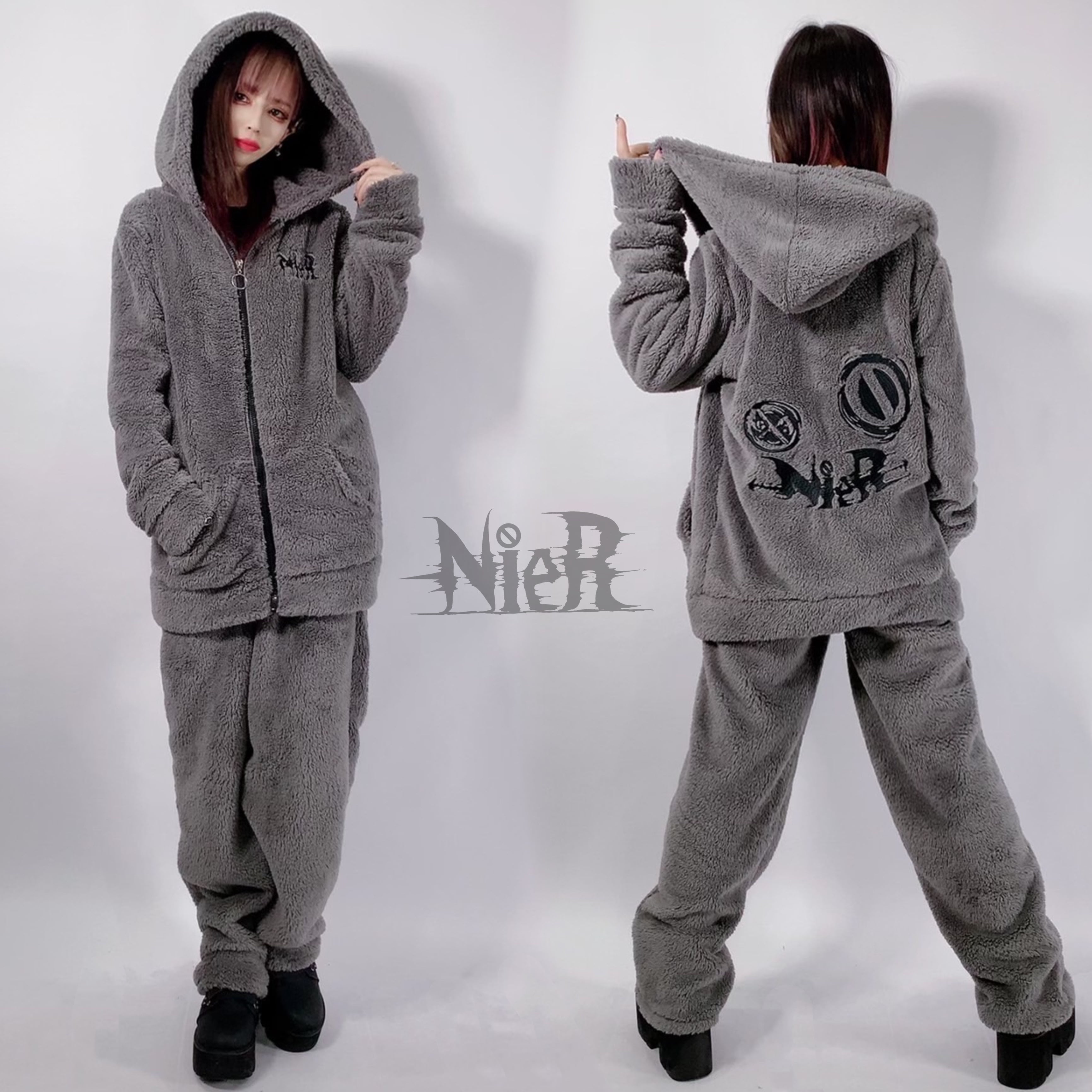 Design刺繍ふわもこルームウェアセットアップ ユニセックス Nier Clothing