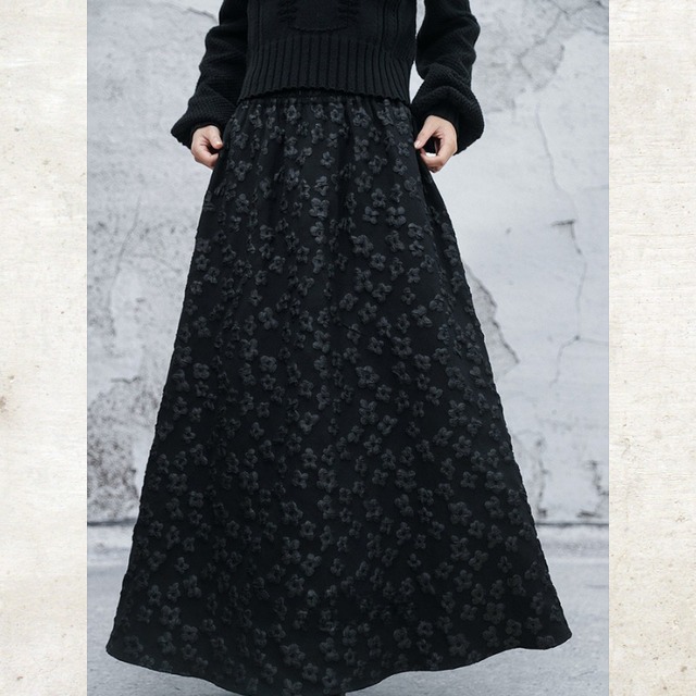 Bubble Jacquard A-Line Skirt　H0493
