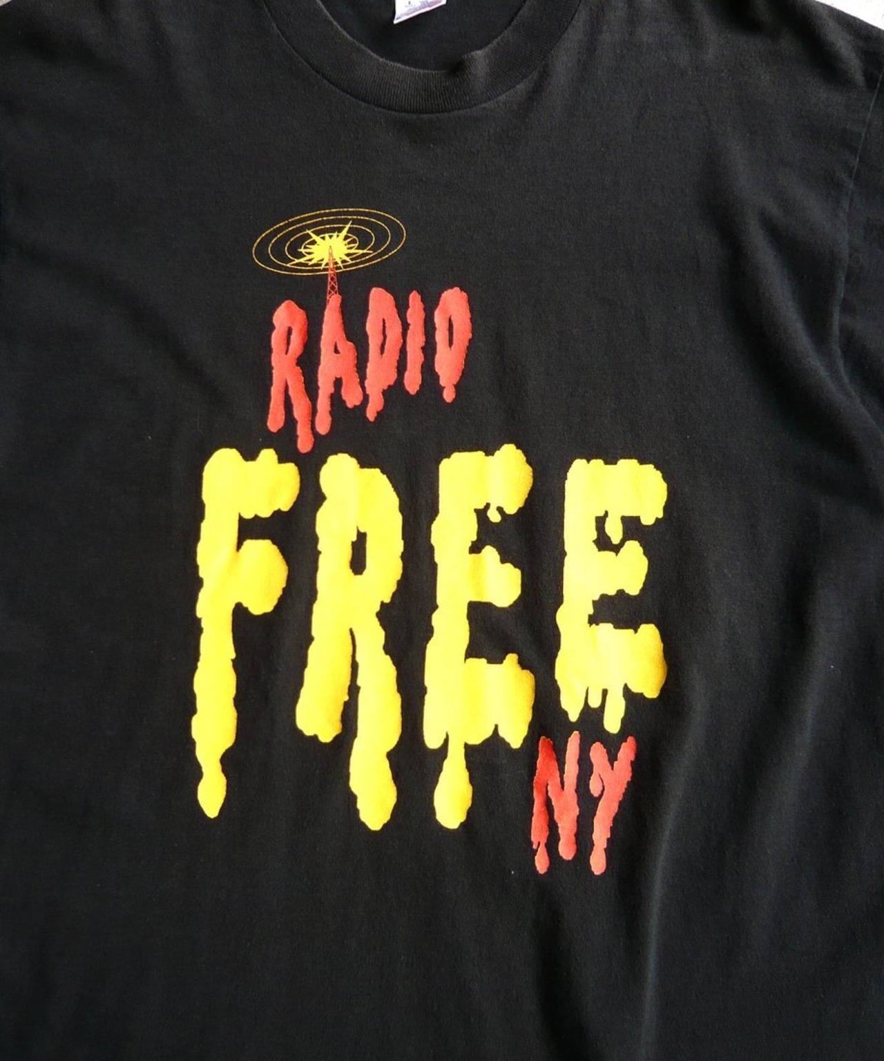 90s NY RADIO FREE ラジオ Tシャツ 企業系