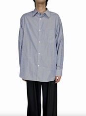 【Graphpaper】Broad Stripe L/S Oversized Regular Collar Shirt