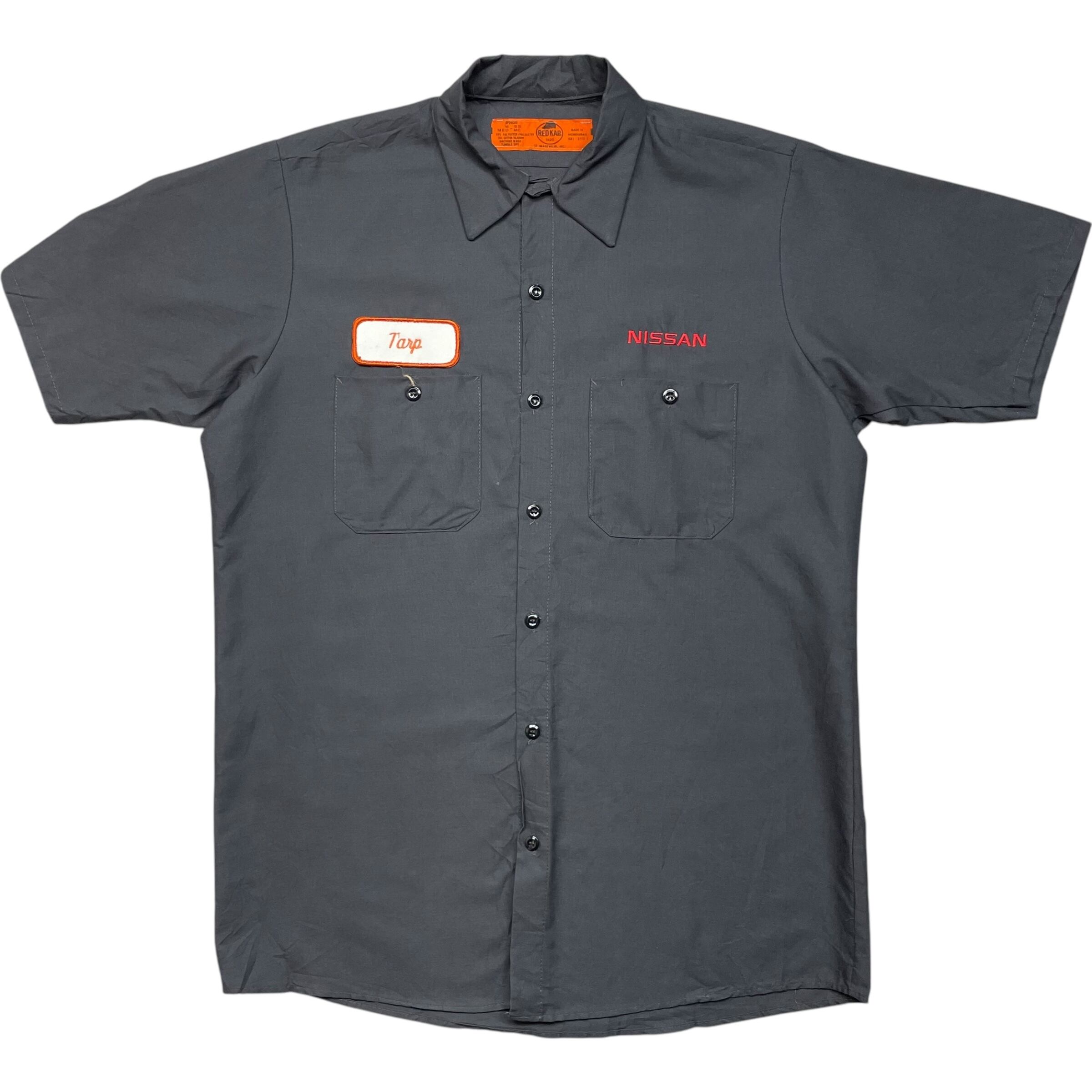 《M》 REDKAP レッドキャップ 半袖シャツ ワークシャツ ブラック 刺繍 企業ロゴ NISSAN no.6640