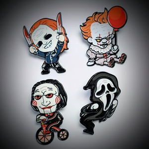 ⚡️SPECIAL PRICE⚡️送料無料！ ★ピンズ PINS★ピンバッジ 【 Horror Movie Character ( ホラームービーキャラ ) 】『 ホラー映画のスーパースターピンズセット(笑) 』4Pセット / ホラー映画 〚アメリカン雑貨 アメトイ〛