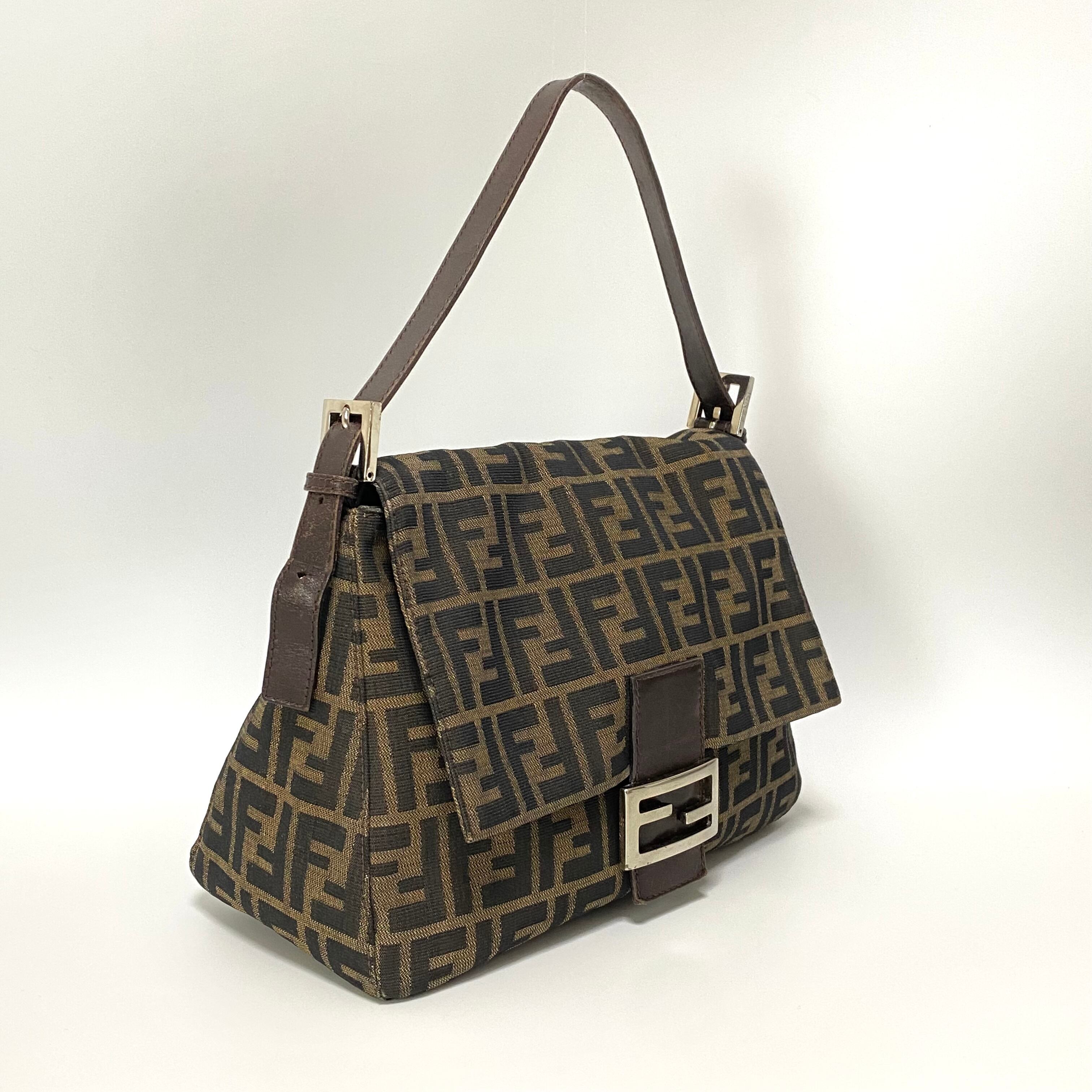 FENDI フェンディ ズッカ柄 マンマバケット ハンドバッグ ブラウン 