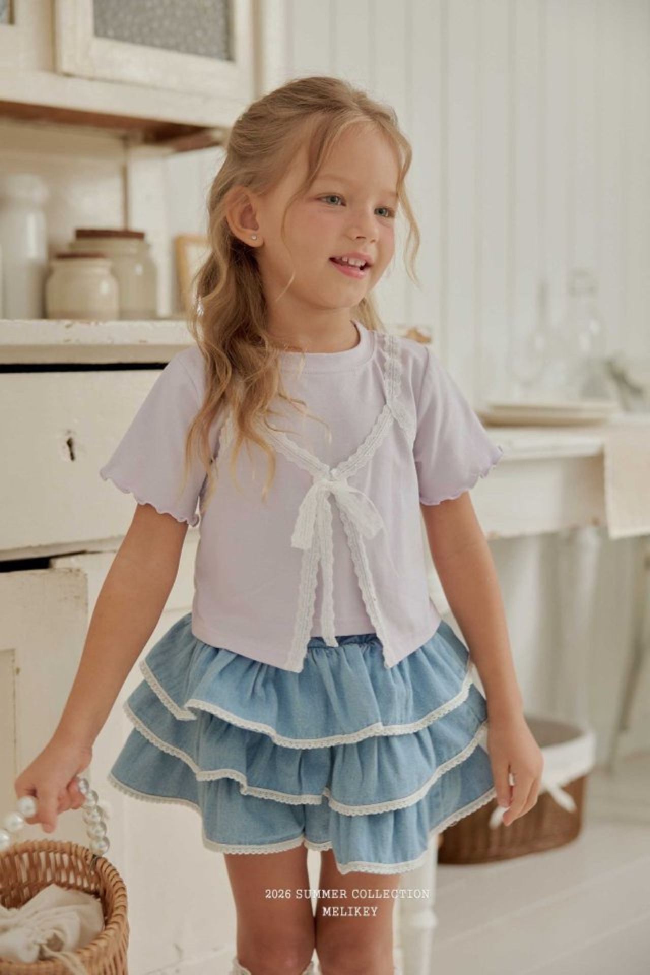[MELIKEY] Less Denim Tiered Skirt (JS/JM) / [미라이키] 레스데님캉캉스커트 (JS/JM)