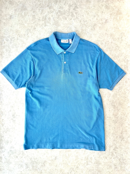 LACOSTE Classic Fit ワンポイントロゴ 鹿の子 半袖ポロシャツ ブルー