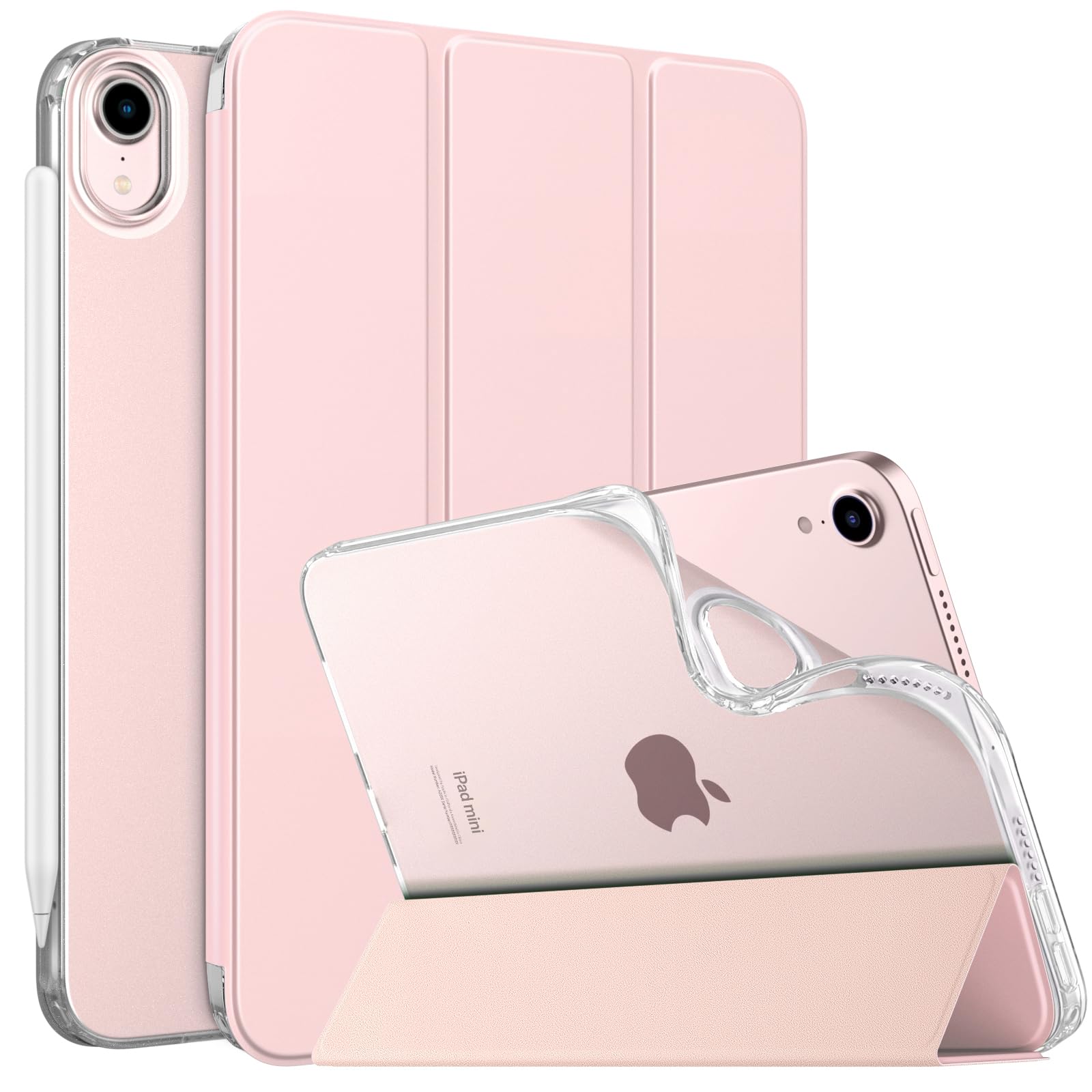 MoKo iPad Mini A17 Pro ケース iPad Mini 第7/6世代 カバー 8.3インチ マット半透明 LightPink