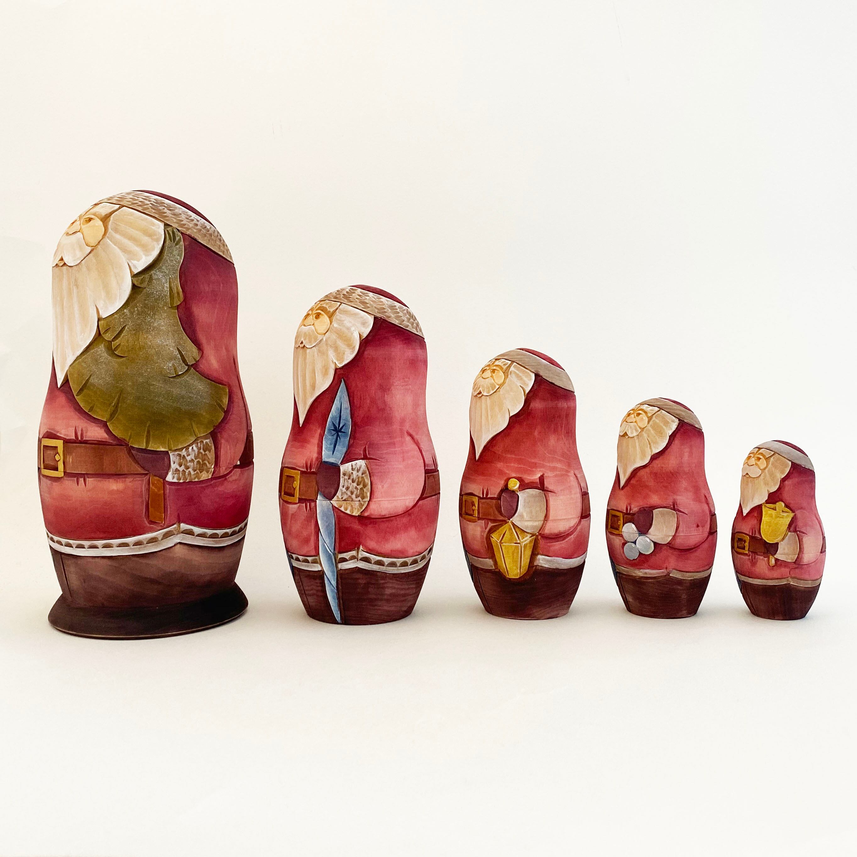 サンタ木彫マトリョーシカ(コブロフ工房/10個組)