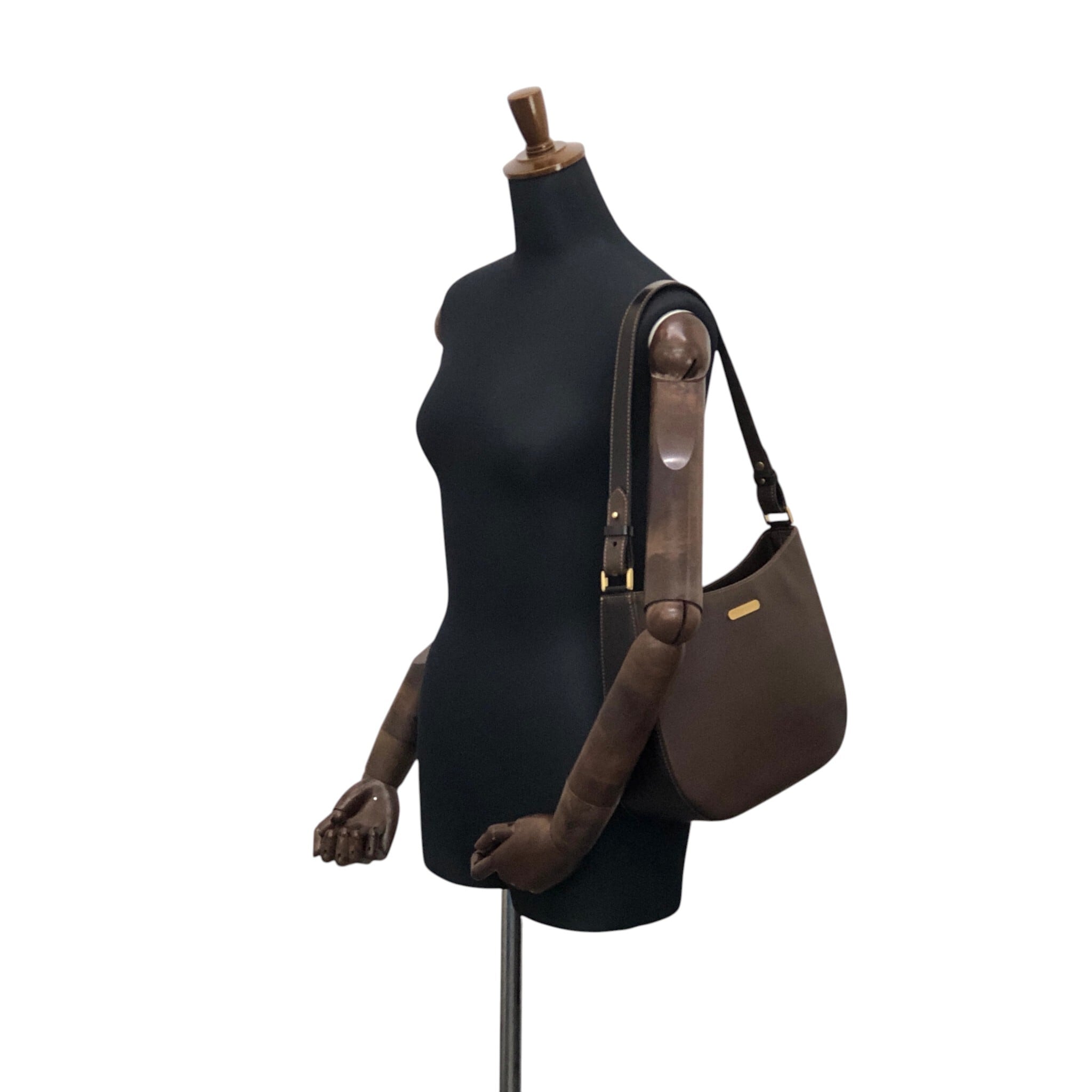 BURBERRY バーバリー ショルダーバッグ ブラウン プレートロゴ レザー