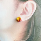 【完成品】アナベル花のブーケピアス•イヤリング（花色イエロー&ピンク）