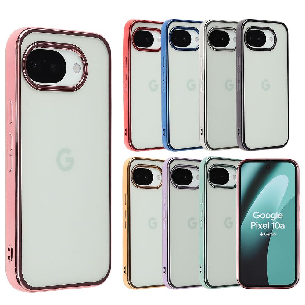 Pixel 10a 対応 ケース Pixel10a カバー TPU color Google グーグル ピクセル10a 互換品 ソフトケース 透明 クリアケース スマホケース 携帯カバーおしゃれ かわいい 薄型 保護 耐衝撃 ピンクゴールド 携帯ケース B196P10APG
