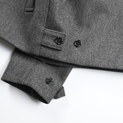 INTERIM / HEAVY MELANGE FELTED VIRGIN WOOL DEADSTOCK LEATHER COLLAR HARRINGTON JACKET