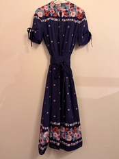 1970s Bety Barclay フラワープリントネイビードレス