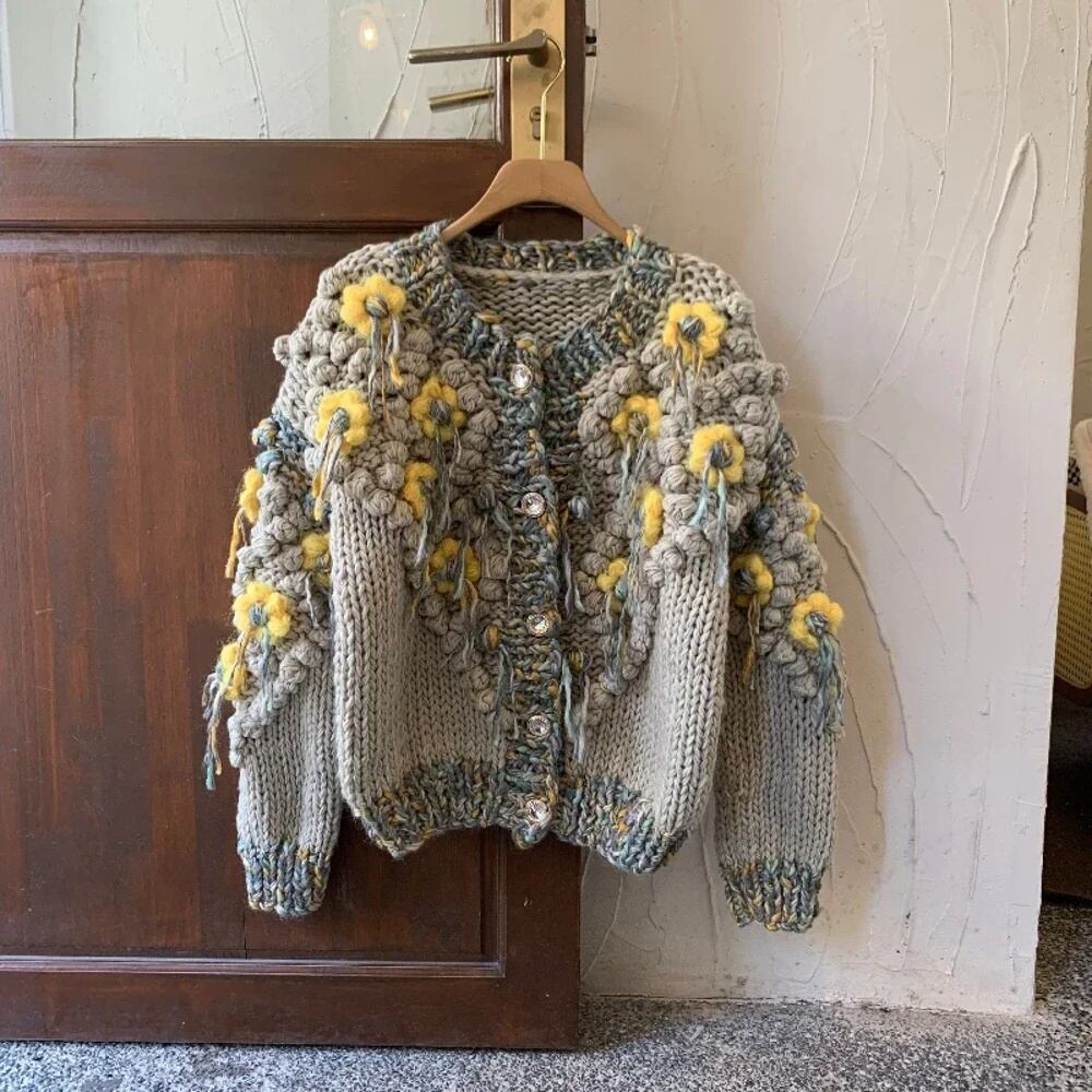 希少 美品 15年製 コムデギャルソン ガール モヘヤ ウール 刺繍 ニット S コムデギャルソンガールCOMME des GARCONS GIRL ウール混紡フェア
