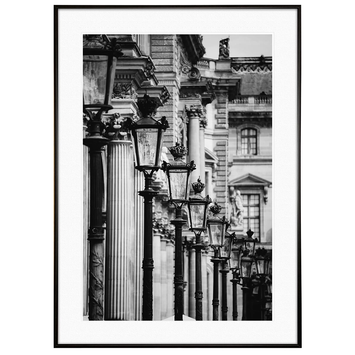 フランス写真 パリ ルーブル美術館 そばの街路灯 インテリア モノクロアートポスター額装 AS4775